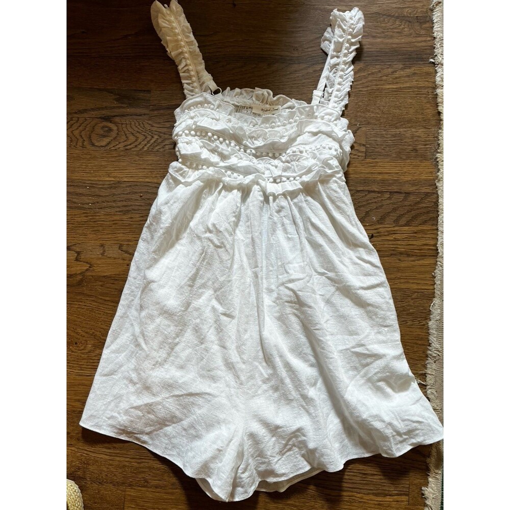 Mustard Seed White Lacey Shorts Romper Playsuit Cottage Core Open back sz S HOT